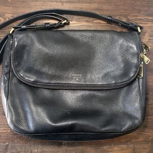 Fossil Black Leather Crossbody Bag